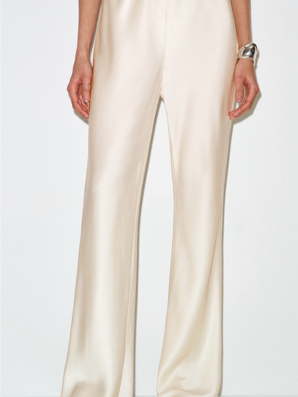 NWT Reformation Gale Satin Pull On Pant Cafe Beige Brown Gold size 6